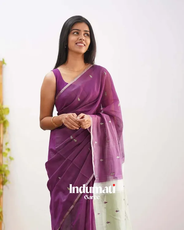 Purple_Color_Cotton_Silk_Saree_with_Calssy_Blouse_and_tassels