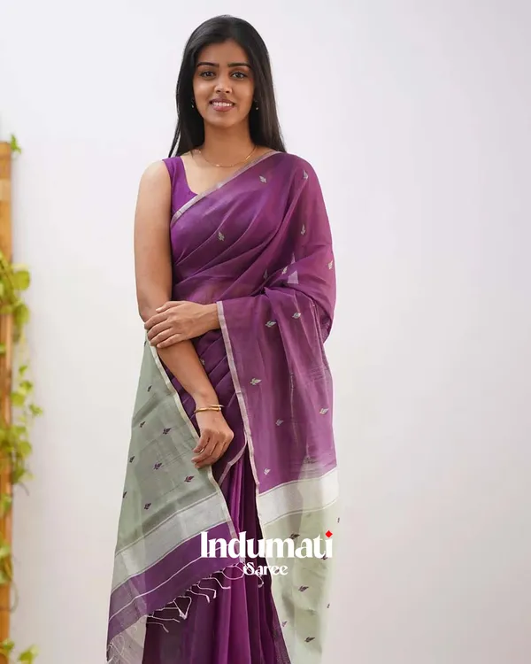 Purple_Color_Cotton_Silk_Saree_with_Calssy_Blouse_and_tassels