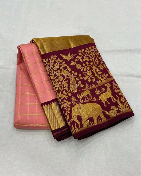 Light_Pink_Color_Elite_Pick_Soft_Banarasi_Silk_Saree_with_Pure_Golden_Zari_Work_&__Classy_Bloue_Piece