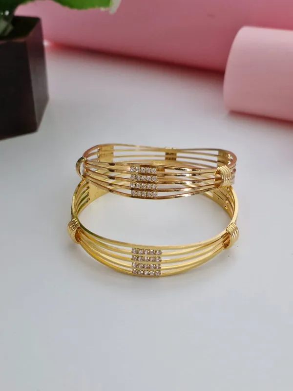 18K_Gold_Plated_Multi-Strand_Wire_CZ_Studded_Cuff_Bangles_(1_Pair_-_Set_of_2_for_Both_Hands)_|_Modern_Layered_Gold_Bangle_Set