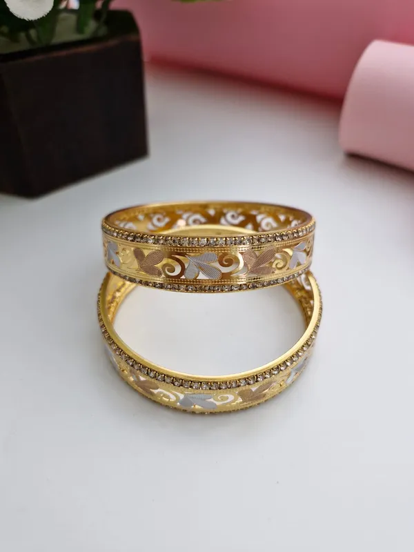 18K_Gold_Plated_Tri-Color_Heart_Filigree_CZ_Stone_Bangles_(1_Pair_-_Set_of_2_for_Both_Hands)