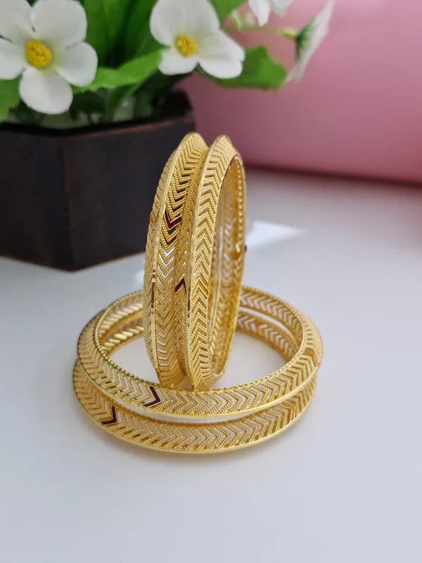 18K_Gold_Plated_V-Shape_Textured_Daily_Wear_Kangan_|_Set_of_2_(1_Pair_Set_for_Both_Hands)