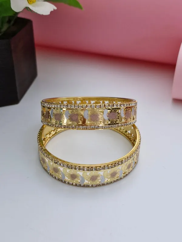 Two-Tone_Floral_Openwork_Gold_Plated_Bangles_for_Women_|_American_Diamond_Bordered_Bridal_&_Festive_Kangan_(_Pair_of_2_)