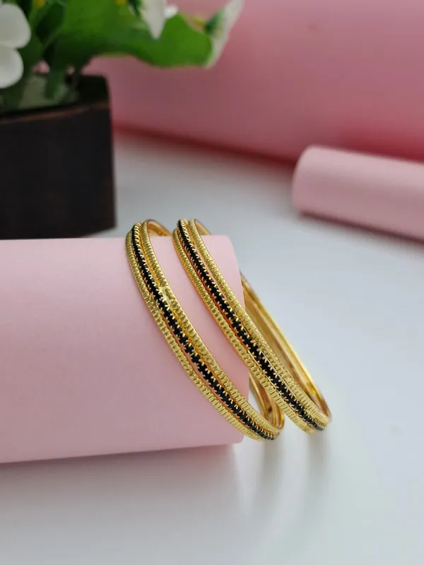 18K_Gold_Plated_Black_Bead_Daily_Wear_Bangles_|_Set_of_2_(1_Pair_Set_for_Both_Hands)