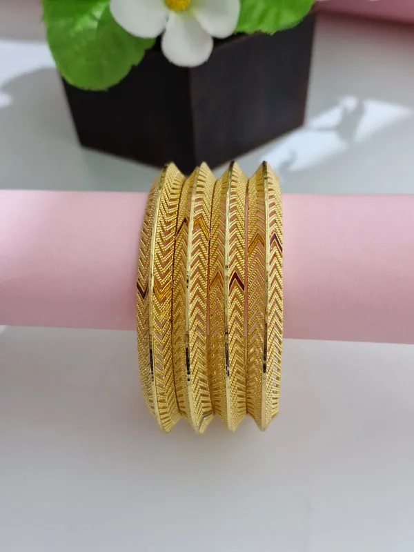 18K_Gold_Plated_V-Shape_Textured_Daily_Wear_Kangan_|_Set_of_2_(1_Pair_Set_for_Both_Hands)