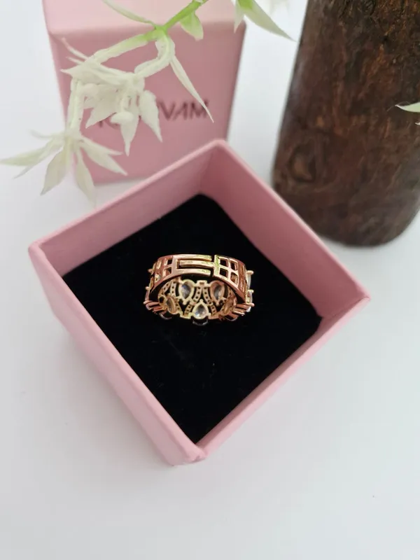 Ethereal_Pear-Cut_Dewdrop_American_Diamond_Rose_Gold_Plated_Statement_Ring