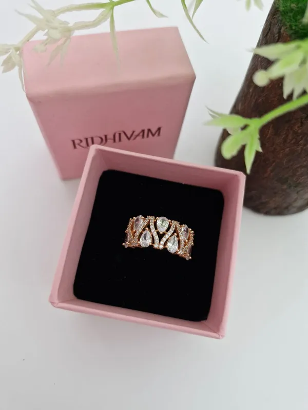 Ethereal_Pear-Cut_Dewdrop_American_Diamond_Rose_Gold_Plated_Statement_Ring