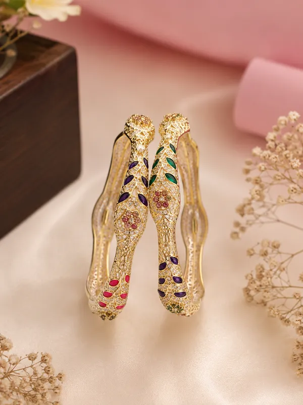 18K_Gold_Plated_Hand-Painted_Meenakari_Wavy_Floral_Stone_Bangles_(1_Pair_-_Set_of_2_for_Both_Hands)