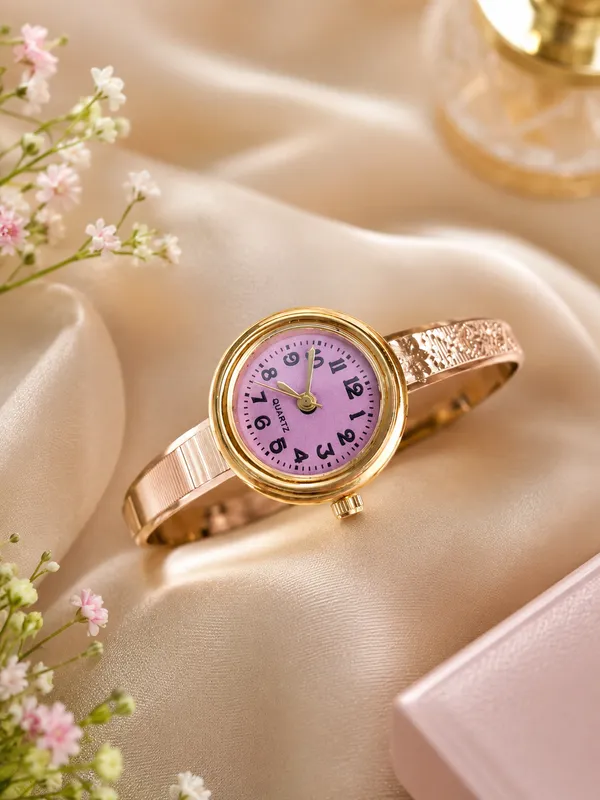 Regal_Pink_Blossom_Dial_Gold-Plated_Bangle_Watch