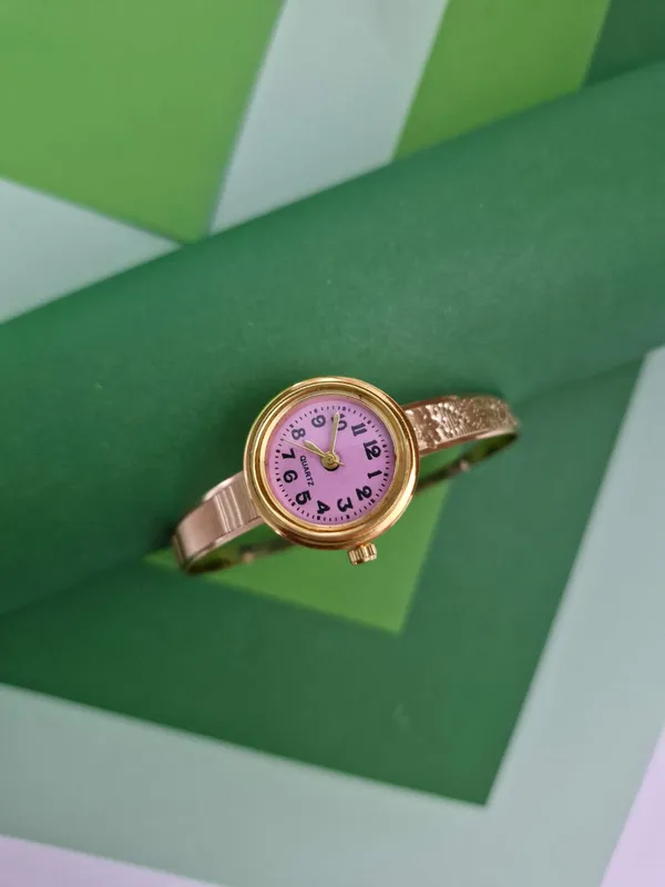 Regal_Pink_Blossom_Dial_Gold-Plated_Bangle_Watch