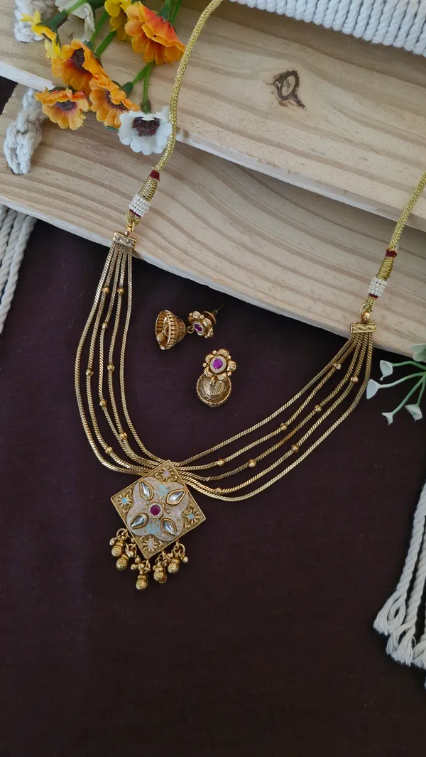 square_meenakari_necklace_set