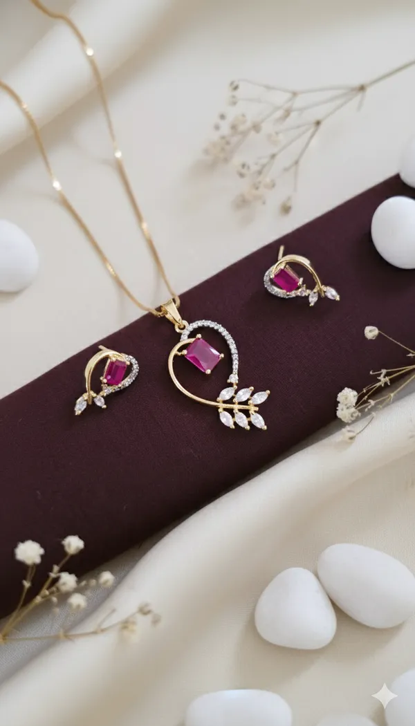 Heart_Design_Pink_Pendant_Set