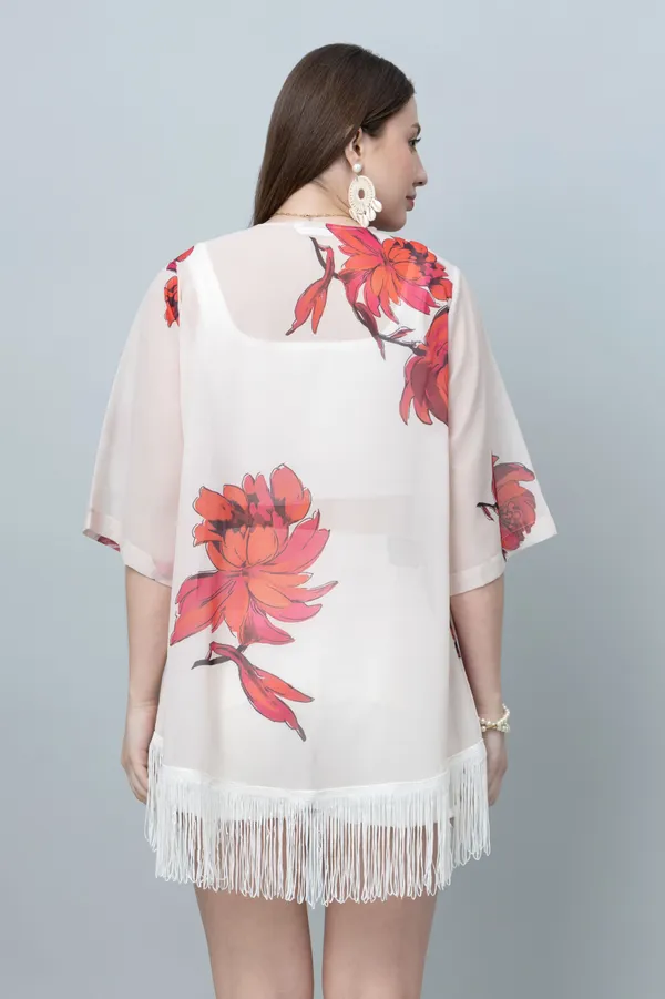 Red_&_White_Georgette_Abstract_3/4Th_Sleeve_Thigh_Length_Kimono_Style_Shrug_For_Women_&_Girls