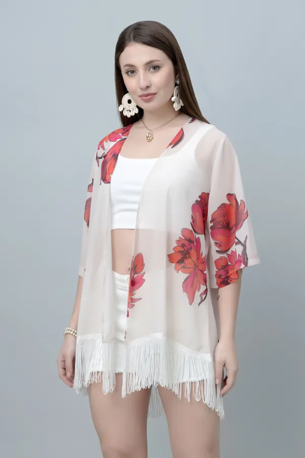 Red_&_White_Georgette_Abstract_3/4Th_Sleeve_Thigh_Length_Kimono_Style_Shrug_For_Women_&_Girls
