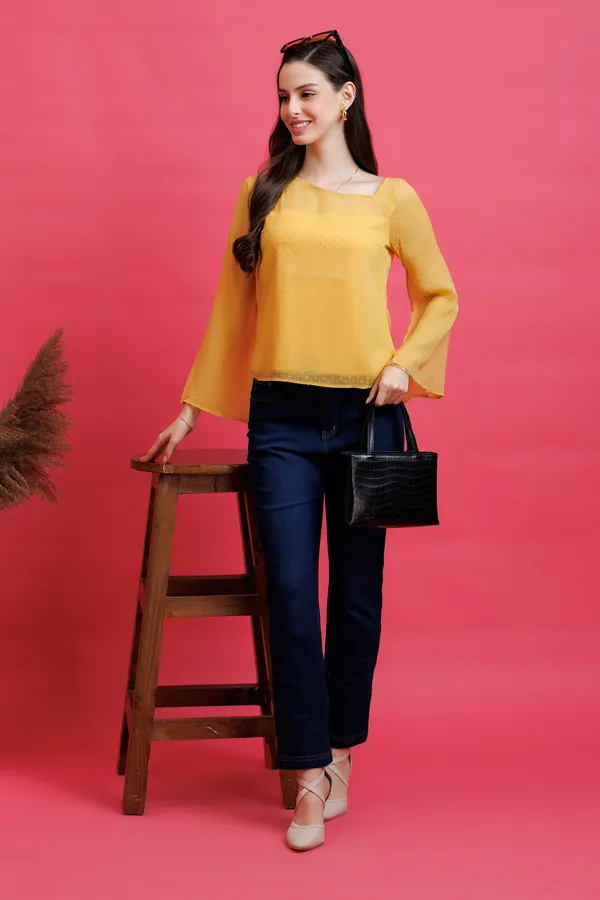 Slit_Sleeves_Dobby_Top