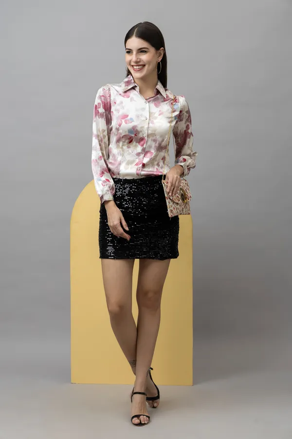 White_&_Red_Satin_Printed_Full_Sleeve_Hip_Length_Shirt_For_Women