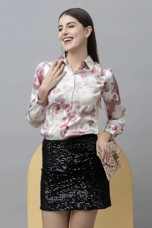 White_&_Red_Satin_Printed_Full_Sleeve_Hip_Length_Shirt_For_Women