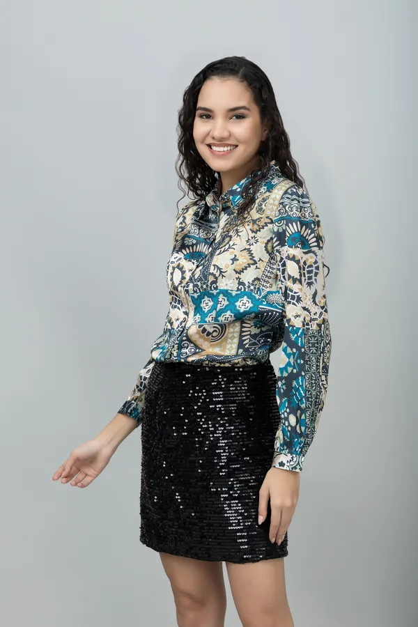 Blue_Satin_Printed_Full_Sleeve_Hip_Length_Shirt_For_Women