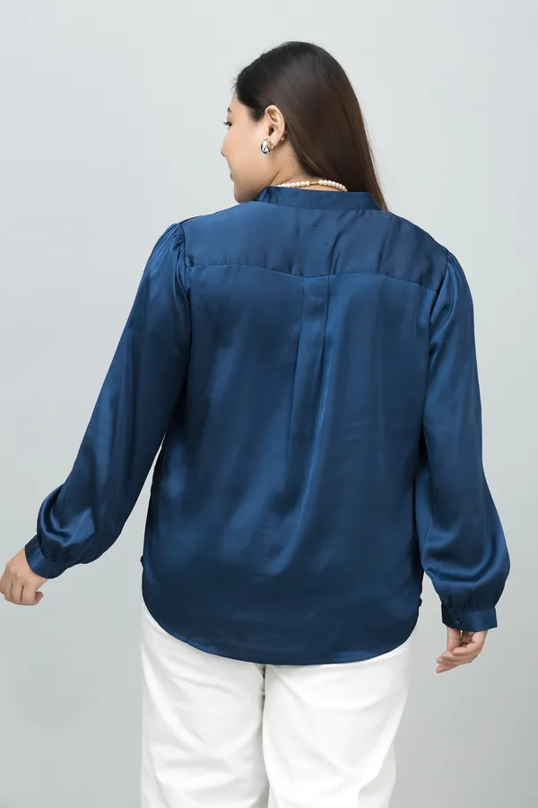 Women's_Plus_Size_Band_Collar_Casual_Satin_Shirt