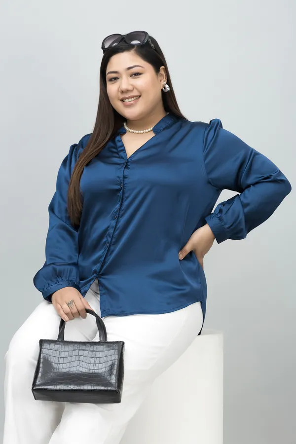 Women's_Plus_Size_Band_Collar_Casual_Satin_Shirt