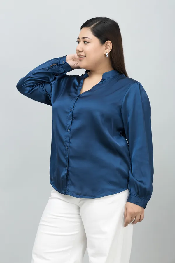 Women's_Plus_Size_Band_Collar_Casual_Satin_Shirt
