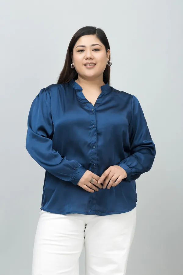Women's_Plus_Size_Band_Collar_Casual_Satin_Shirt