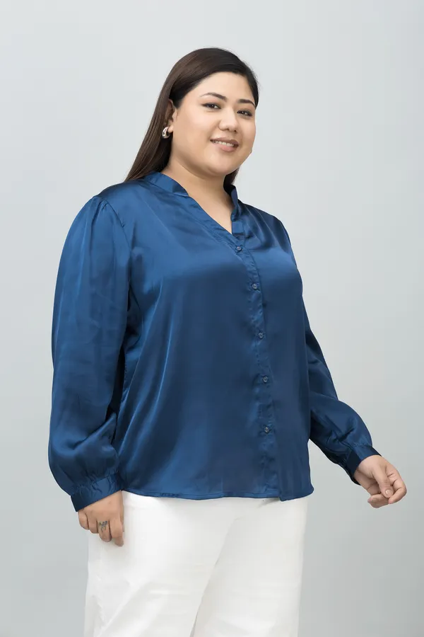 Women's_Plus_Size_Band_Collar_Casual_Satin_Shirt