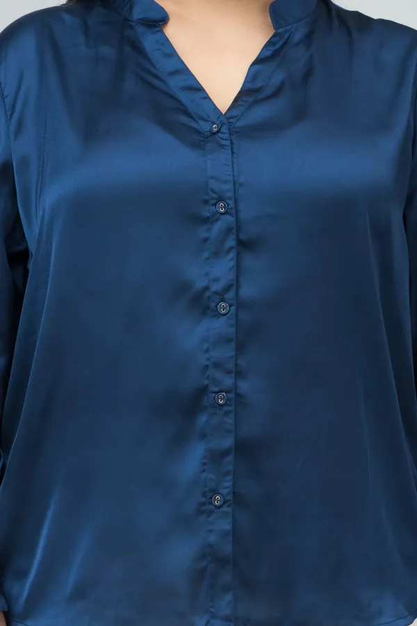 Women's_Plus_Size_Band_Collar_Casual_Satin_Shirt