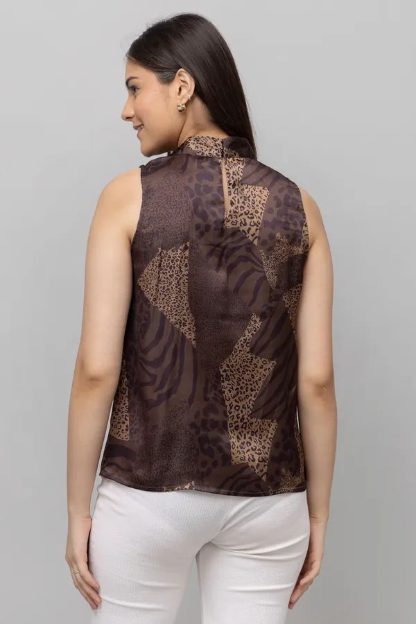 Casual_Printed_Neck_Tie_Top