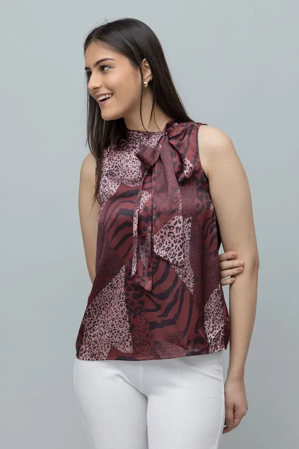 Casual_Printed_Neck_Tie_Top