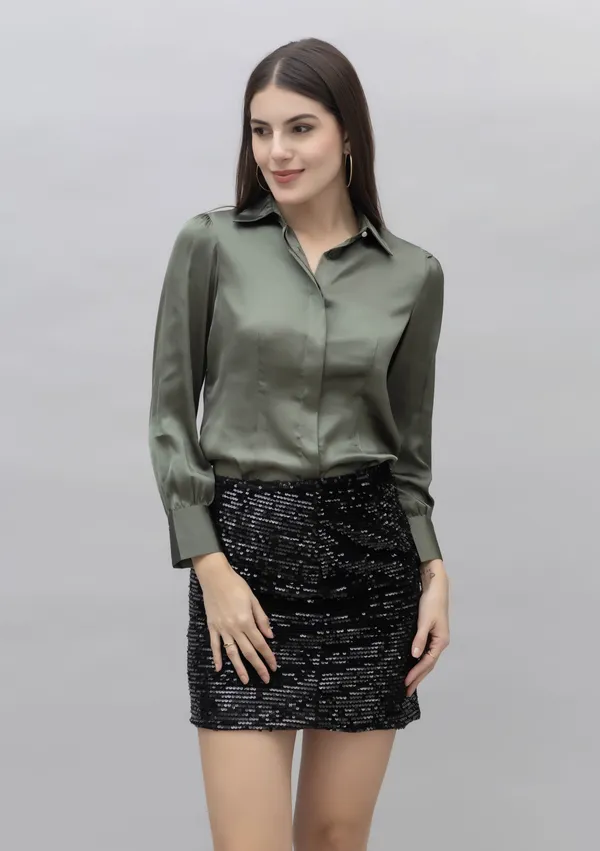 Green_Satin_Solid_Full_Sleeve_Hip_Length_Shirt_For_Women