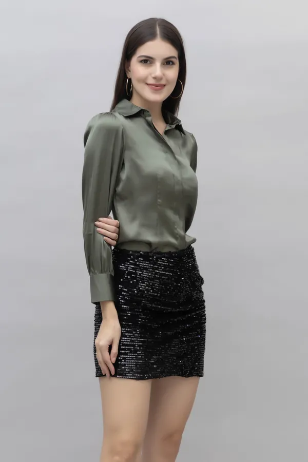 Green_Satin_Solid_Full_Sleeve_Hip_Length_Shirt_For_Women
