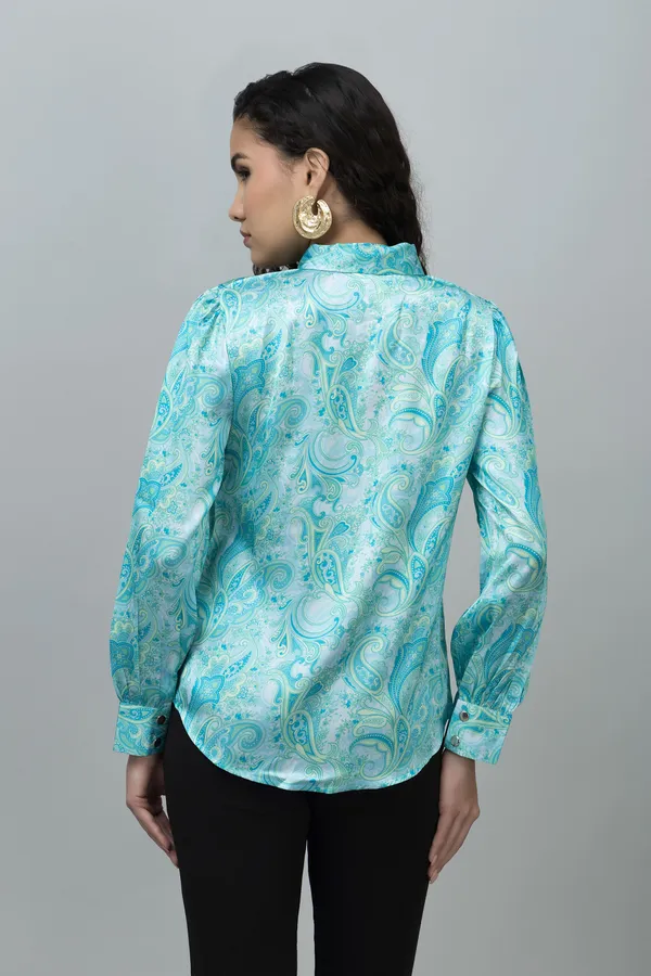 Blue_Satin_Paisley_Full_Sleeve_Tie-Up_Hip_Length_Top_For_Women_&_Girls