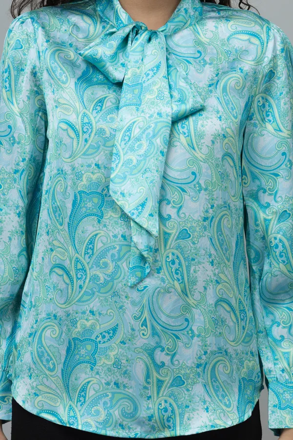 Blue_Satin_Paisley_Full_Sleeve_Tie-Up_Hip_Length_Top_For_Women_&_Girls