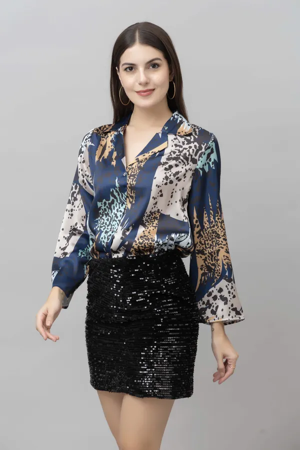 Flared_Sleeves_Casual_Satin_Shirt
