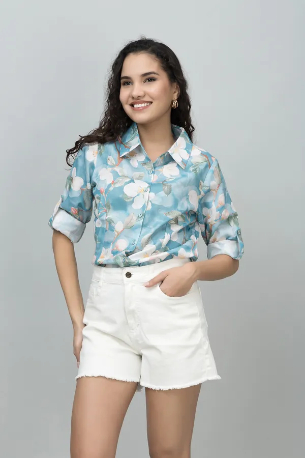 Blue_Linen_Blend_Floral_Print_Full_Sleeve_Hip_Length_Shirt_For_Women