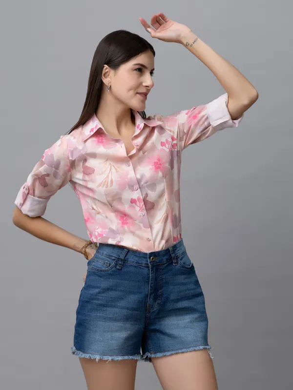 Beige_Linen_Blend_Printed_Full_Sleeve_Hip_Length_Shirt_For_Women