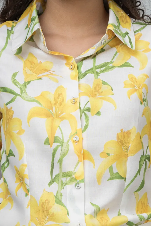 Yellow_Linen_Blend_Floral_Print_Full_Sleeve_Hip_Length_Shirt_For_Women