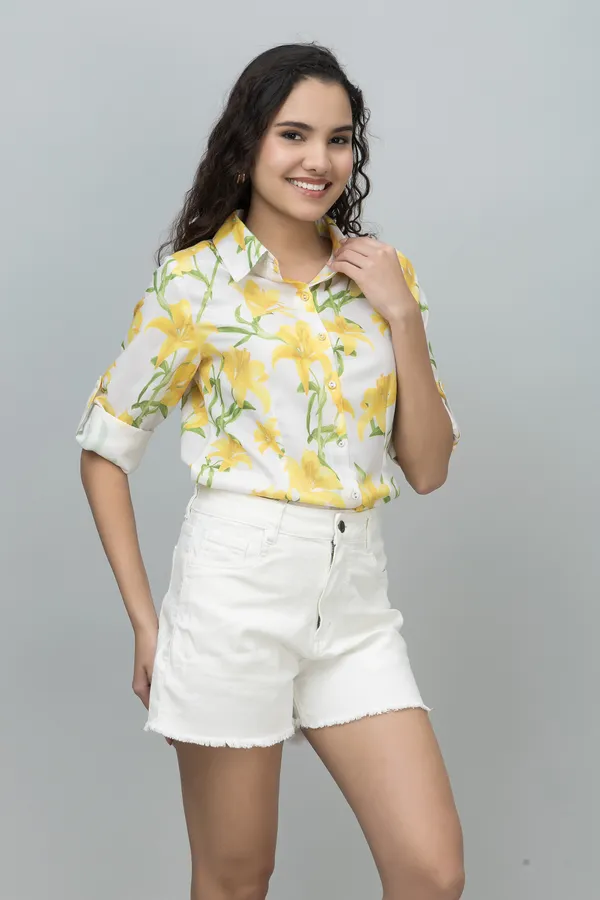 Yellow_Linen_Blend_Floral_Print_Full_Sleeve_Hip_Length_Shirt_For_Women