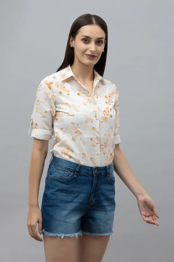 White_Linen_Blend_Floral_Print_Full_Sleeve_Hip_Length_Shirt_For_Women
