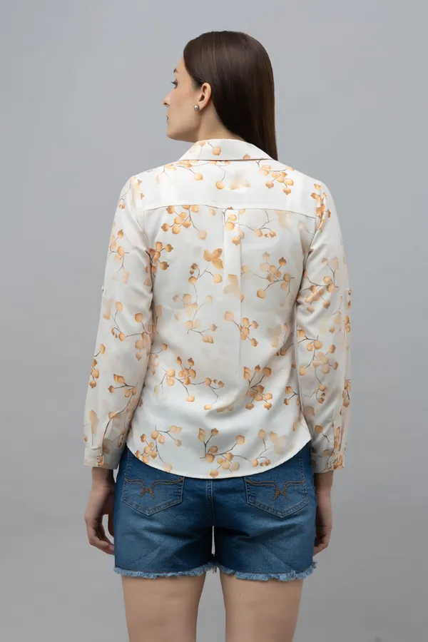 White_Linen_Blend_Floral_Print_Full_Sleeve_Hip_Length_Shirt_For_Women