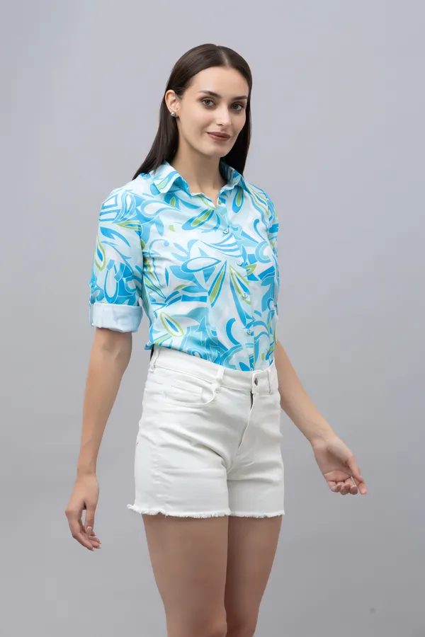 Blue,_Green_&_White_Linen_Blend_Abstract_Full_Sleeve_Spread_Collar_Hip_Length_Shirt_For_Women_&_Girls