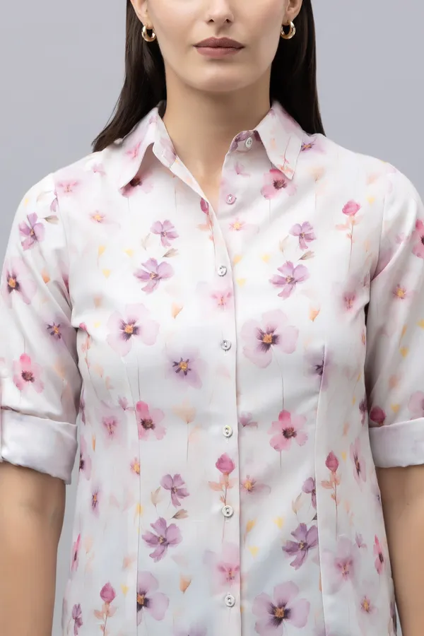 White_&_Purple_Linen_Blend_Floral_Print_Full_Sleeve_Hip_Length_Shirt_For_Women