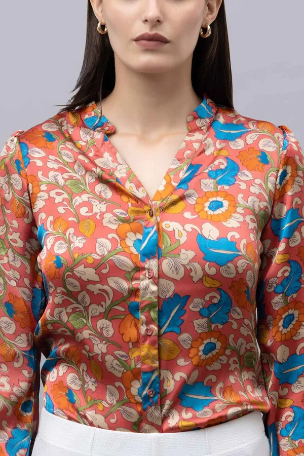 Red,_Yellow_&_White_Satin_Floral_Print_Full_Sleeve_Mandarin_Collar_Hip_Length_Shirt_For_Women_&_Girls