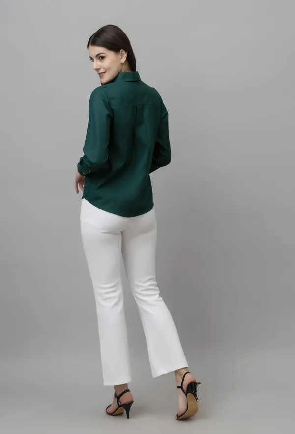 Dark_Green_Linen_Blend_Solid_Full_Sleeve_Hip_Length_Shirt_For_Women