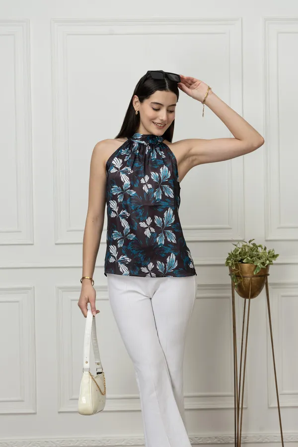 Floral_Halter_Neck_Satin_Top