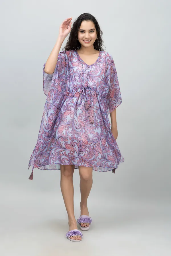 Purple_Georgette_Printed_Half_Sleeve_Thigh_Length_Kimono_Style_Shrug_For_Women_&_Girls