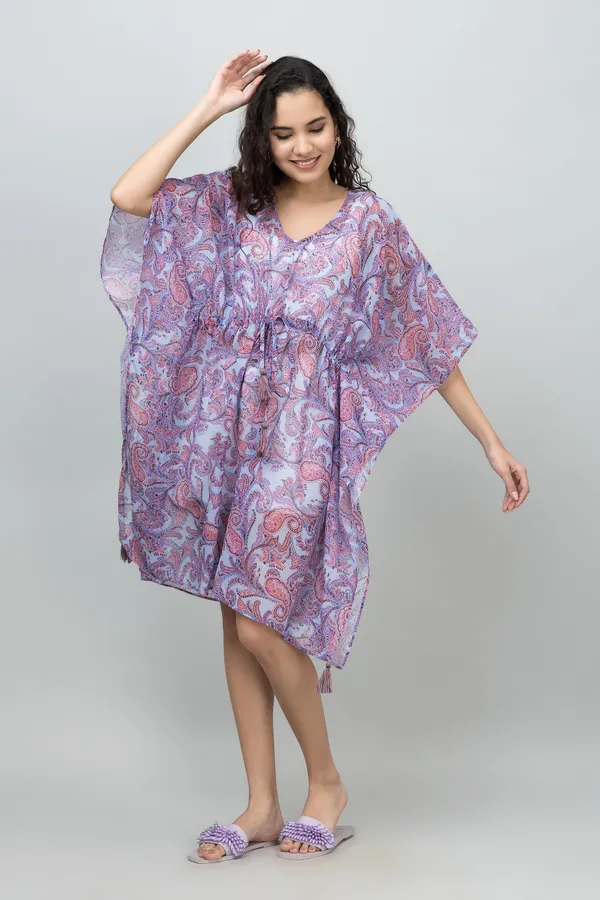 Purple_Georgette_Printed_Half_Sleeve_Thigh_Length_Kimono_Style_Shrug_For_Women_&_Girls