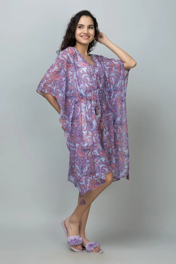 Purple_Georgette_Printed_Half_Sleeve_Thigh_Length_Kimono_Style_Shrug_For_Women_&_Girls