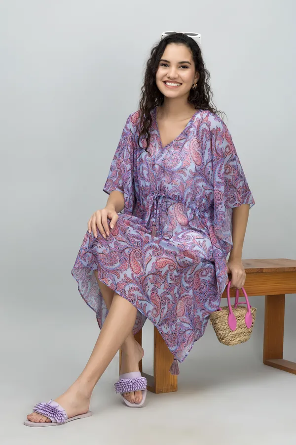 Purple_Georgette_Printed_Half_Sleeve_Thigh_Length_Kimono_Style_Shrug_For_Women_&_Girls